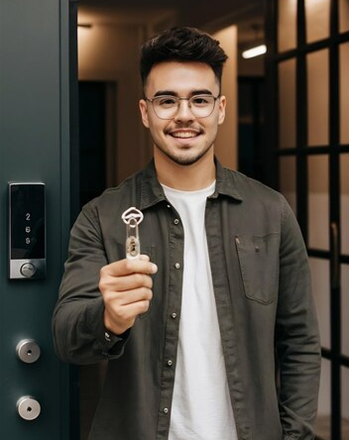 Man holding key
